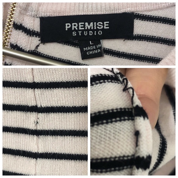 Premise Studio Striped Exposed Zipper Knit Top - Picture 7 of 8